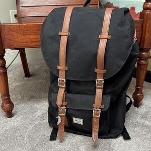 Black Herschel backpack large laptop leather straps